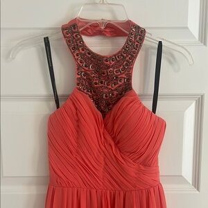 Little Mistress Orange Embellished Halter Maxi Dress